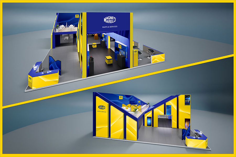 Render del stand de Magneti Marelli Parts & Services en Automechanika 2026